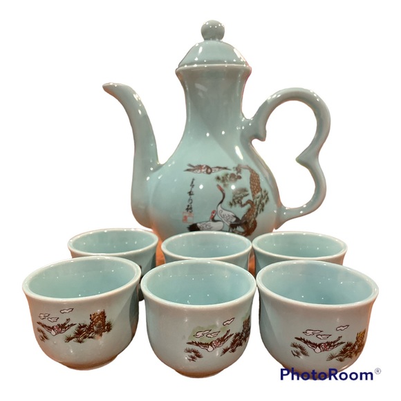 Ceramic tea pot with  6 tea cup’s. - Picture 6 of 7